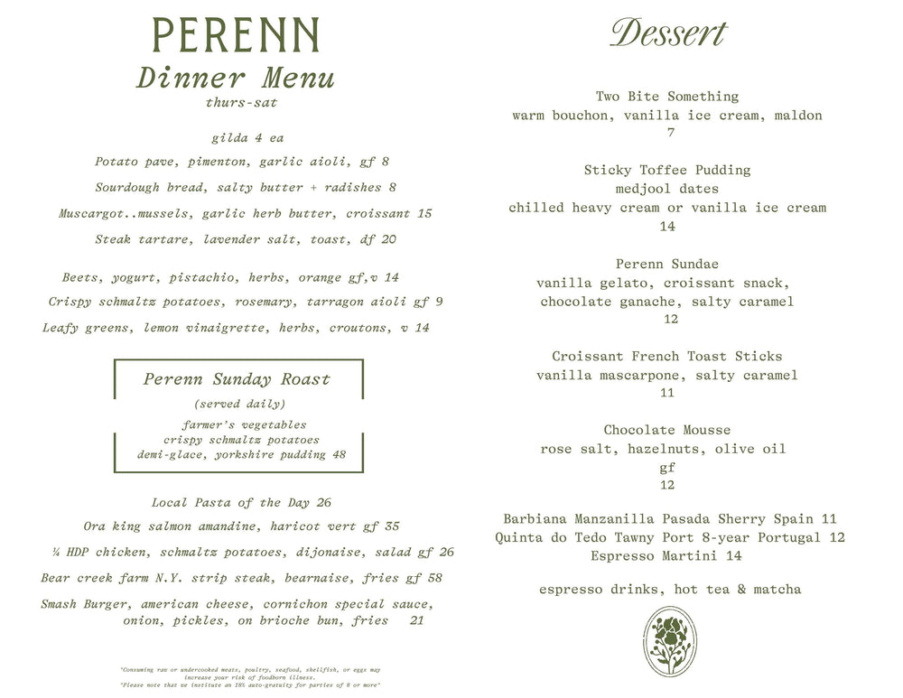 FRANKLIN MENU – PerennBakery