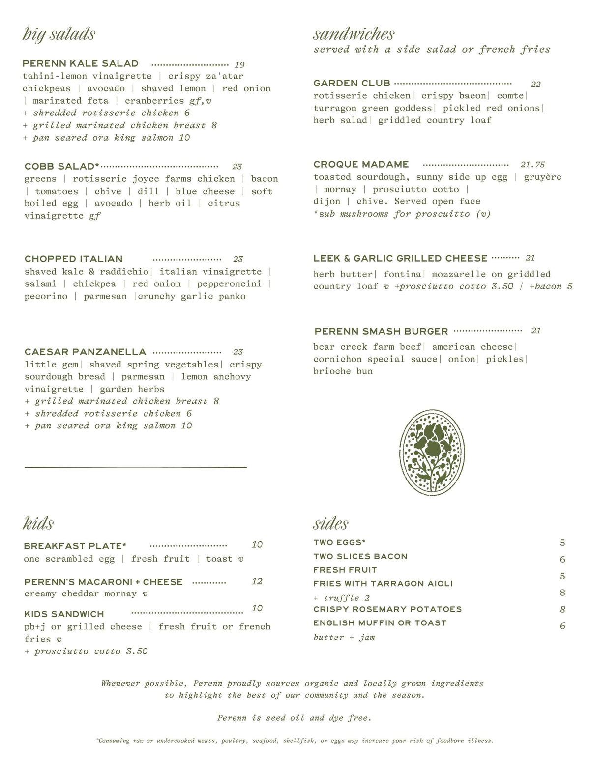 Rancharrah Menu – PerennBakery