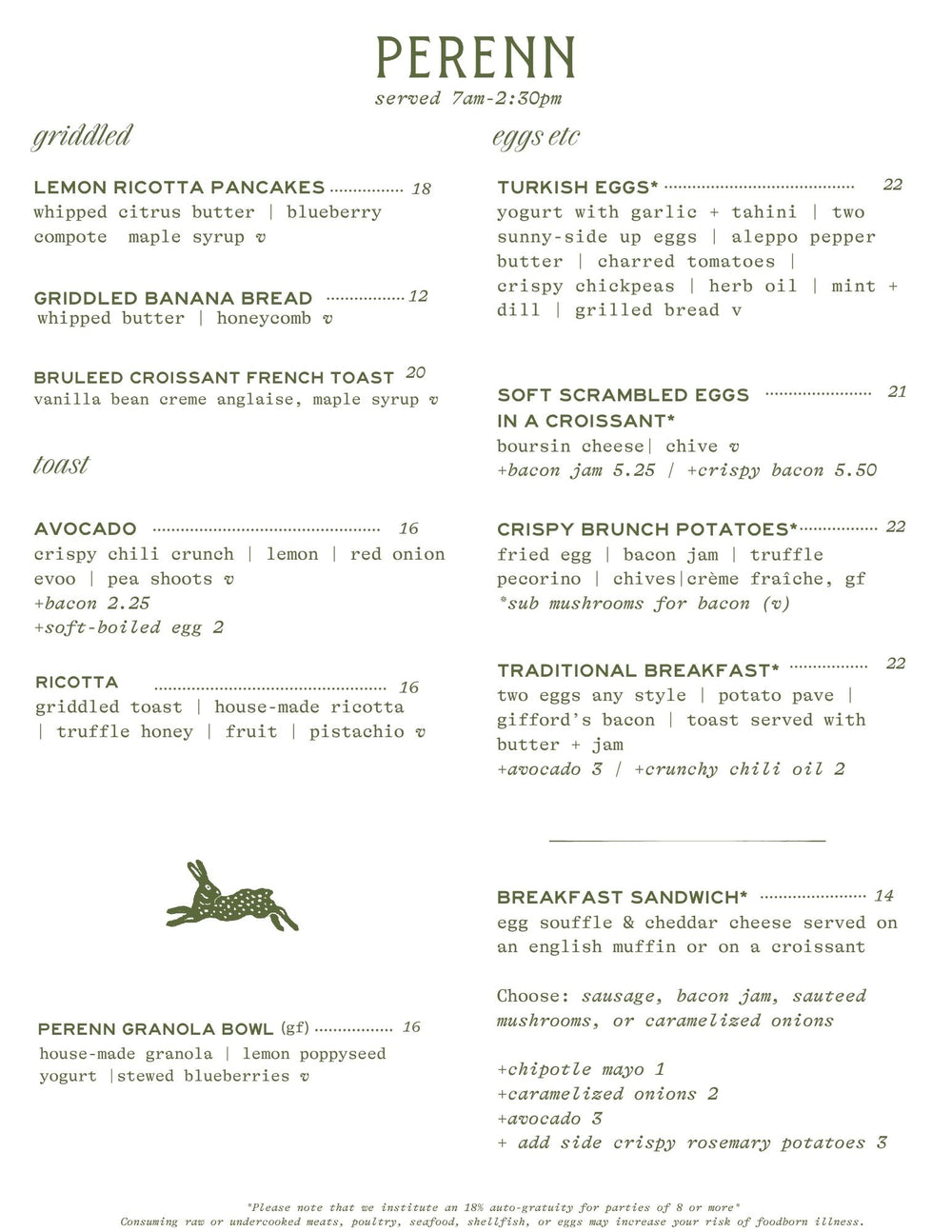 Rancharrah Menu – PerennBakery