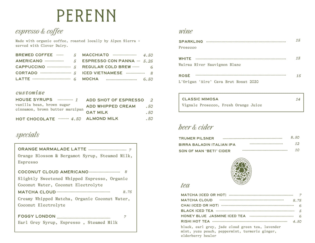 Rancharrah Menu – PerennBakery